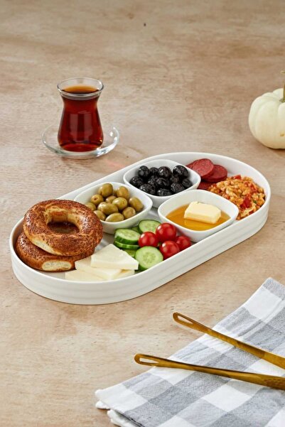 Empressco Stylish Porcelain Serving Plate, 36.5X19 Cm, for Breakfast and Pres...