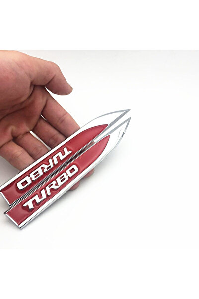 OEM Set of 2 TURBO metal car emblems, 3D embossed, size 14.6 x 1.8 cm