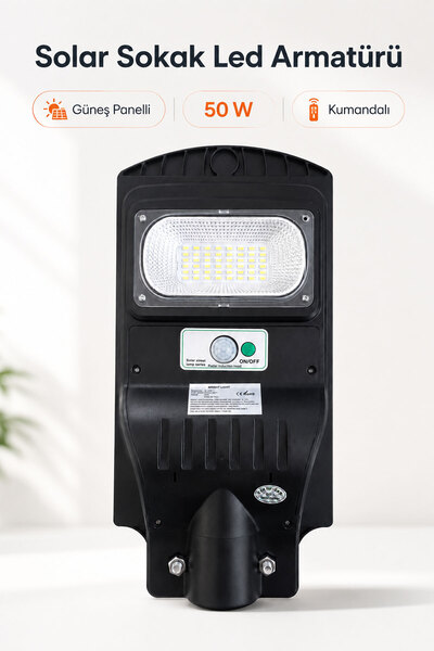 Badem10 SOLAR Güneş Panelli 50W Kumandalı LED Armatür Bahçe Balkon Teras Dış ...
