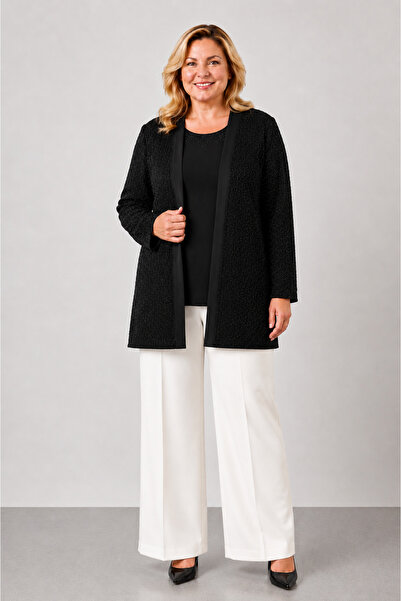 bihan store Women's Textured Jacket and Collar Detailed Blouse Two-Piece Set ...