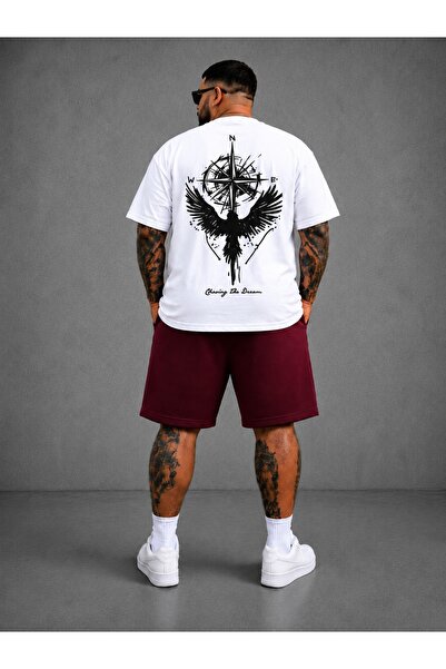 ZAVIXO Men's Large Size Oversize Printed Shorts Set 100% Cotton 2-Piece Set C...