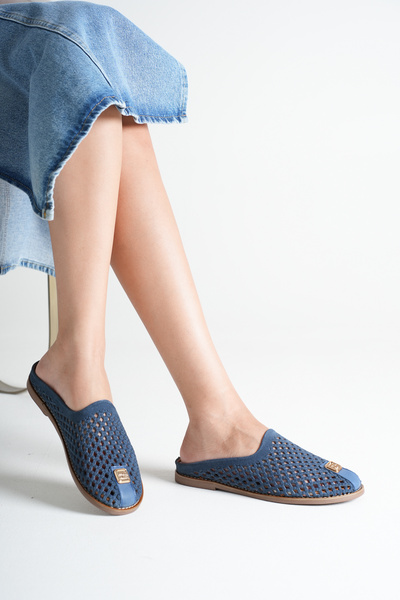 ANALİN SHOES Γυναικείες άνετες παντόφλες από γνήσιο δέρμα με διάτρητο σχέδιο ...