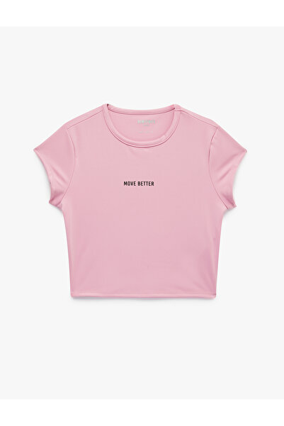 Koton Slim Fit Crew Neck Short Sleeve Printed Crop Sports T-Shirt