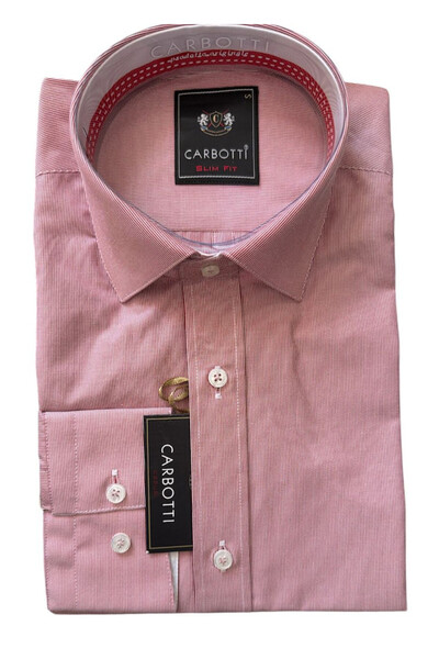 OEM Camasa barbati, roz cu dungi, maneca lunga, slim fit, bumbac-poliester, m...