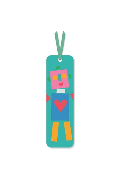 Museums & Galleries Semn de carte Happy Robot, cu panglica, 5x16,5 cm, Multic...