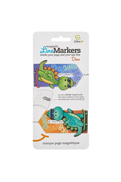 Thinking Gifts Semne de carte magnetice Dinozauri, cu clip magnetic, ilustrat...