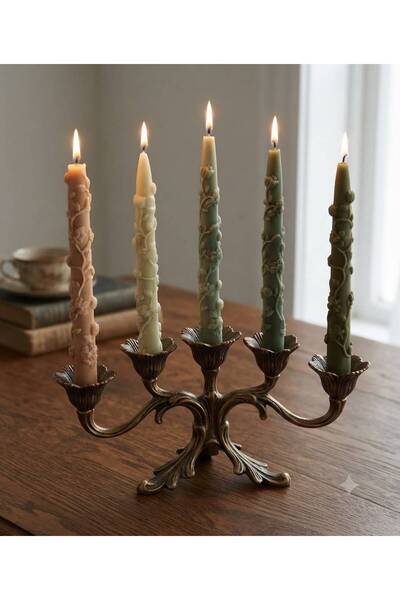 SCA CANDLE Dekoratif Mum Şamdanlık Mum Çiçek Desenli bahar desenli 2 Kili koy...