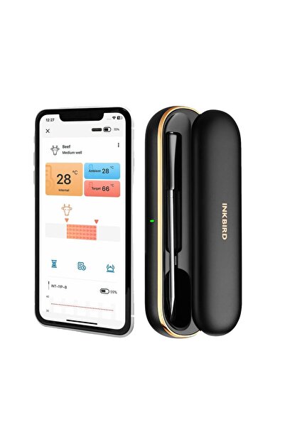 Inkbird Termometru digital pentru carne, INKBIRD, inox, senzori duali, Blueto...
