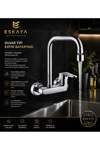 ESHOME Eskaya Duvardan Oynar Uçlu Mutfak batrayası Çeşmesi musluğu