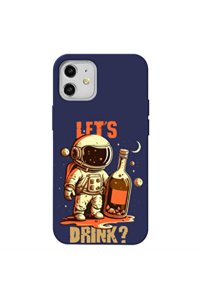 Other Apple iPhone 12 Lets drink Dark blue Colored Silicone TPU Θήκη