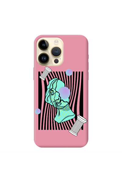 Other Apple iPhone 13 Pro Max Columns Pink Colored Silicone TPU Θήκη