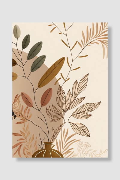Luna Marissa Poster boem Frunze în vază Artă liniară Poster botanic Artă deco...