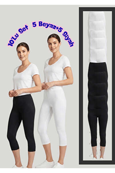NACAR STORE Women's Set of 10 Elastane Lycra Combed Cotton Below Knee Capri T...