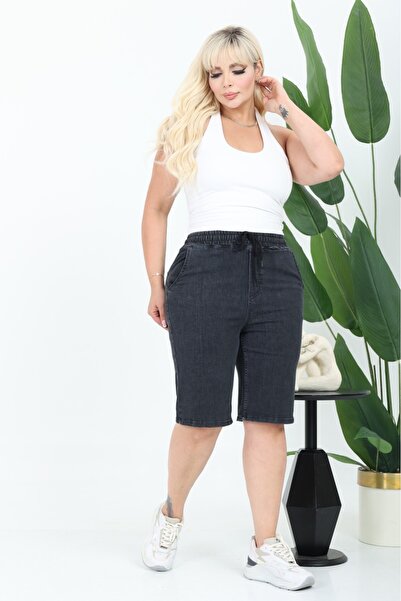 Era Lisa Full Lycra Elastic Waist Plus Size Bermuda Denim Shorts