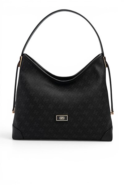 Silver Polo Black - Black Monogram Women's Shoulder Bag Sp1285