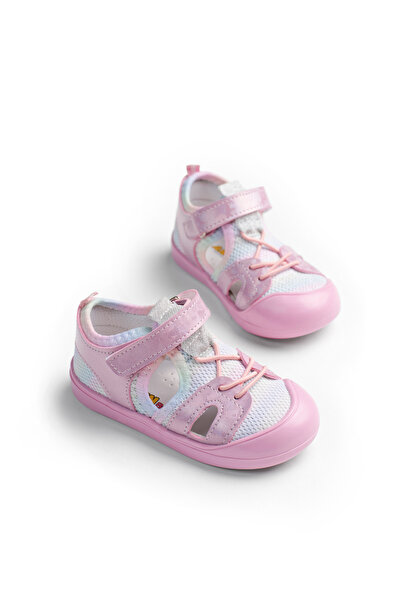 Tonny Black Girl's Pink Rainbow Velcro First Step Shoes