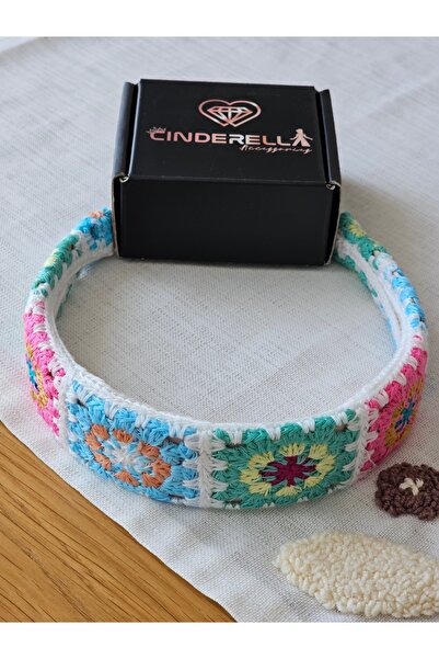 Cinderella Coroană boemă cu motive florale colorate, tricotate manual - Benti...
