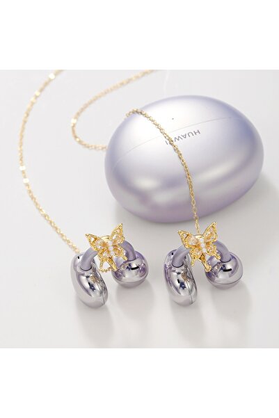 Pick & Go Huawei FreeClip Uyumlu İnci Çiçek Charm Küpe Aksesuarı Silver