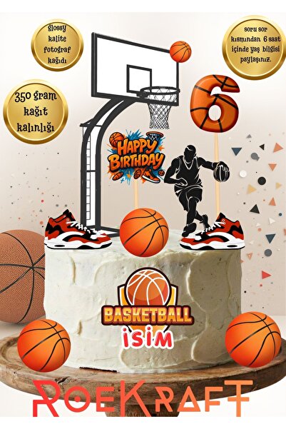 OEM Roekraft Basketbol Temalı Kişiselleştirilebilir Pasta Süsü Seti (Fotoğraf...