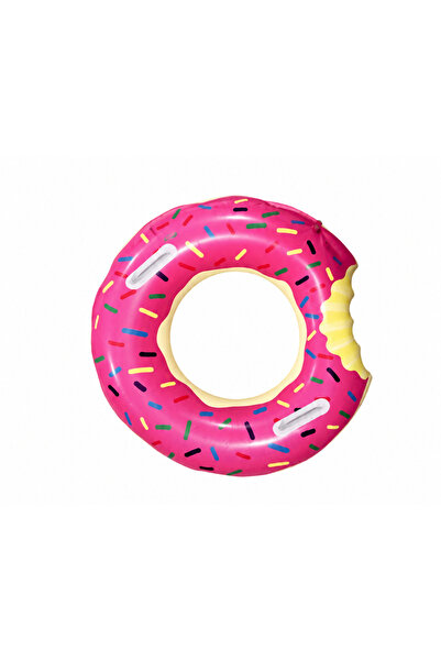 SUDESA OYUNCAK Set of 2 75 cm Inflatable Donuts with Handgrips, Pink and Choc...