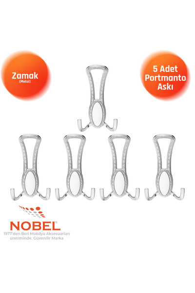 Nobel Seçil Portmanto Askısı, Metal Vestiyer Askısı, Krom , Duvar ve Dolap As...