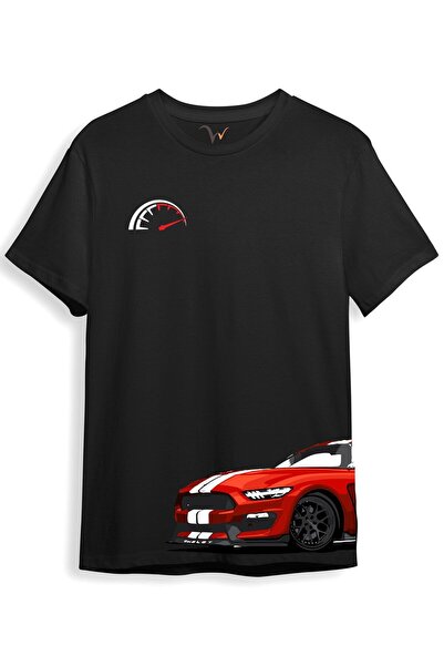 ZOKAWEAR تي شيرت أسود مطبوع عليه حد السرعة بتفاصيل جانبية للسيارة، مقاس عادي،...