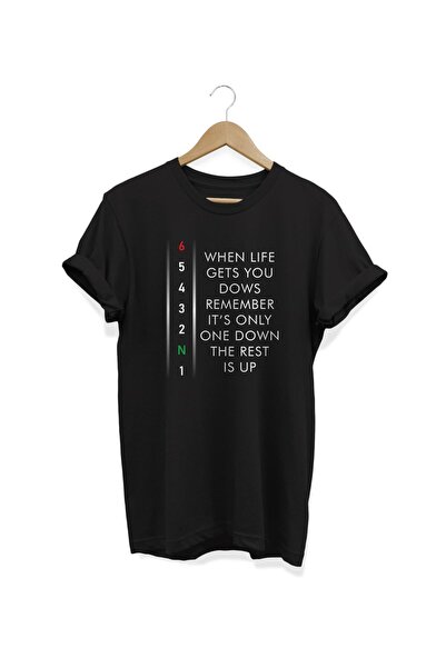 ZOKAWEAR 1n23456 تي شيرت أسود مطبوع