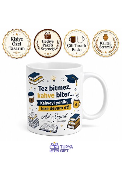 Tupya Gift Akademik Hayat Yazılı Komik Baskılı Kupa Bardak Hediye Porselen Mug