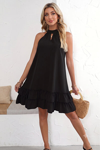 Viyamo New Season Women's Off-The-Shoulder Halter Neck Ruffle Detailed Short ...