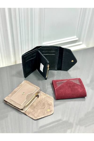 çkn sedat çakan çanta & fular & aksesuar Genuine Leather Foldable Women's Wal...