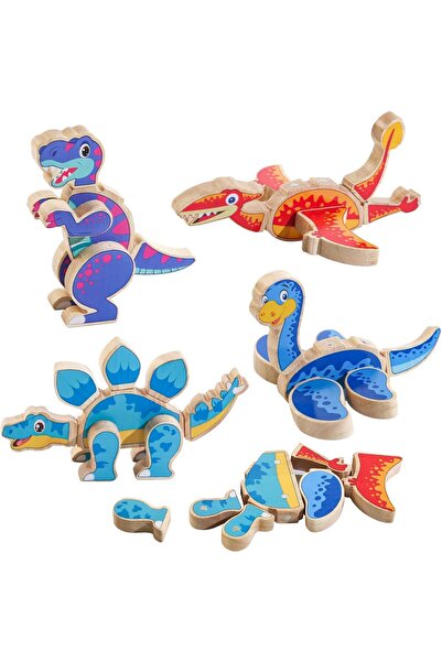 Arabest Building sets & block toys,Magnetic Dinosaur Building Blocks,Wooden D...