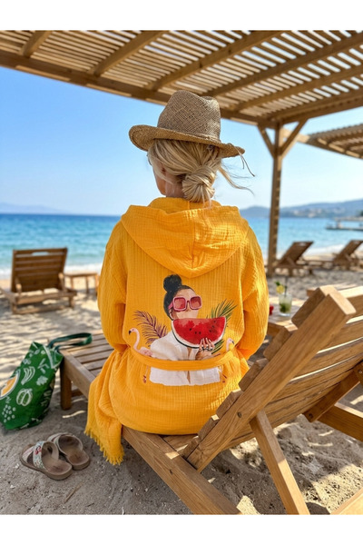 LİAS MOMS Yetişkin Müslin Bornoz