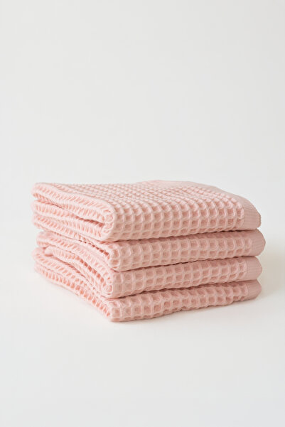 vivamaison Waffle Hand Towel Face Towel Set of 4 100% Cotton 50X70 cm Quick D...