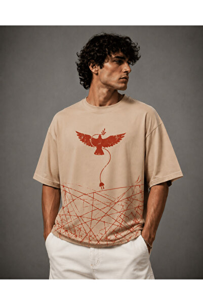 Nulivez Palestine Peace Themed Dove Printed Oversize Unisex T-Shirt – Freedom...