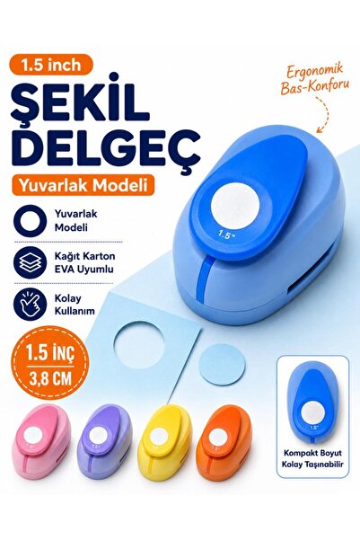 OFİSİNN Şekilli Büyük Boy Delgeç/Şekilgeç 3.8 cm Yuvarlak