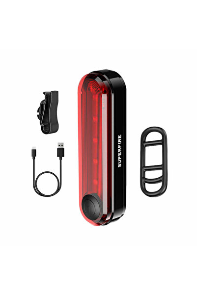 SUPERFIRE Lumină spate pentru bicicletă Btl01 pentru plimbări de seară, USB 2...