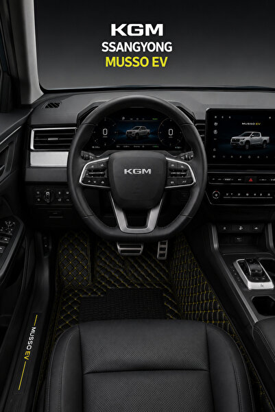 PASPASGRAFT KGM SsangYong Musso EV Siyah Üzeri Sarı Dikiş 8D Diamond Premium ...