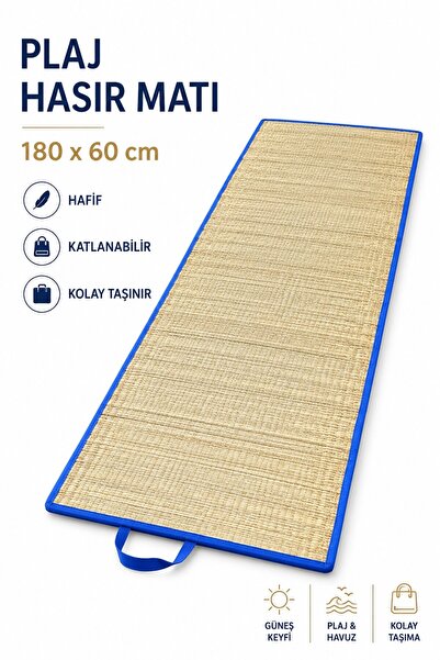 Düvenci Hasır Mat, Plaj - Kamp Matı %100 Hasır, 60x180 cm