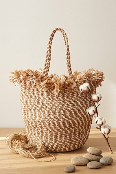 I Love Shoes Olmira Beige Jute Rope Women's Beach Bag