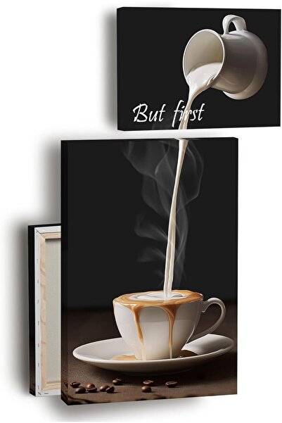 HOME MODE 30x40 cm 2 Panel But First Coffee Gallery Wrapped Canvas Wall Art |...