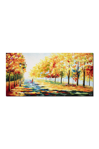 artnova Tablou peisaj pictat manual, Armonie pastela,120x60cm ulei pe panza i...