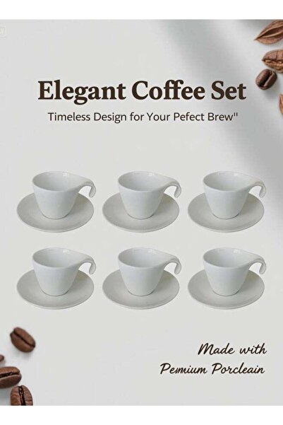 Trust Dove 12-Piece Porcelain Cup & Saucer Set White 90ML; set for 6 People