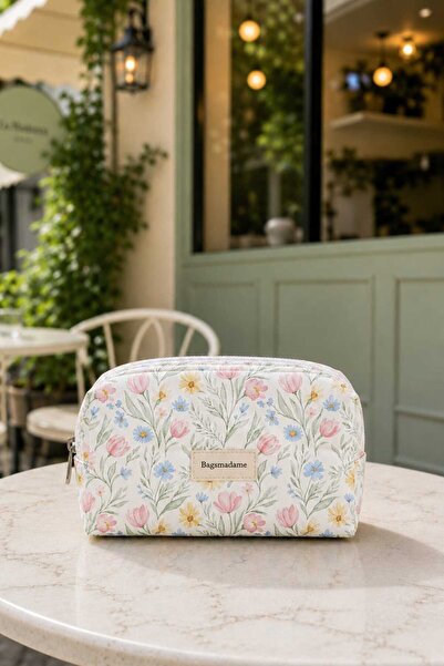 BagsMadame Floral Patterned Cosmetic Travel Organizer and Makeup Bag Large Si...
