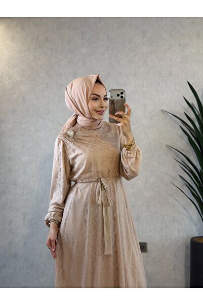 Aişe modaa 3736 Valentina Dress Beige
