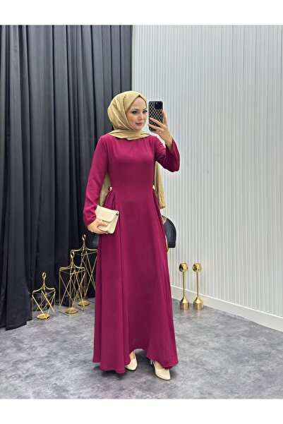 YAĞMUR MODA GİYİM Zarif Elbise Bordo