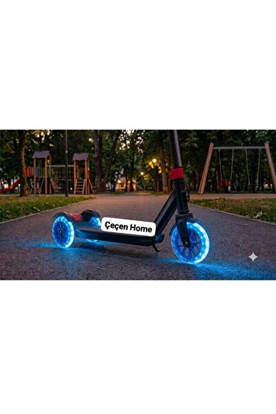 ÇEÇEN HOME Katlanabilir Mavi Işıklı Çocuk Scooter - 3 Tekerlekli Denge Tasarı...