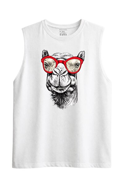 Rabona Fashion Cool Camel Red Glasses Sleeveless Tank Top