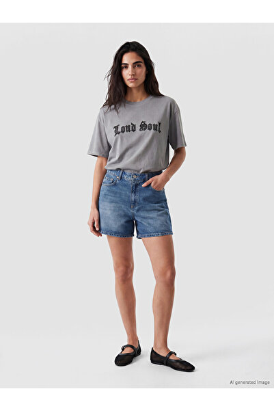 LC Waikiki Indigo high waist women's jean shorts