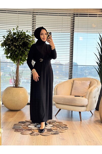 Afili 1514 Viona Side Buckle Sandy Dress Black