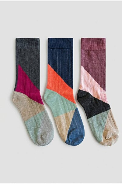 Jartoe Blocked Retro Socks Cotton Unisex 3-Pair Socket Socks Colorful Casual ...